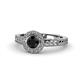 1 - Meir Black and White Diamond Halo Engagement Ring 