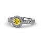 1 - Meir Lab Created Yellow Sapphire and Diamond Halo Engagement Ring 