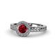 1 - Meir Ruby and Diamond Halo Engagement Ring 