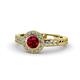 1 - Meir Ruby and Diamond Halo Engagement Ring 