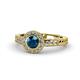 1 - Meir Blue and White Diamond Halo Engagement Ring 