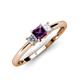 3 - Eadlin Princess Cut Amethyst and Diamond Three Stone Engagement Ring 