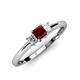 3 - Eadlin Princess Cut Red Garnet and Diamond Three Stone Engagement Ring 