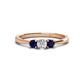 1 - Quyen 0.54 ctw (4.00 mm) Round Natural Diamond and Blue Sapphire Three Stone Engagement Ring  