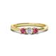 1 - Quyen 0.49 ctw (4.00 mm) Round Natural Diamond and Pink Tourmaline Three Stone Engagement Ring  