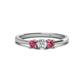 1 - Quyen 0.49 ctw (4.00 mm) Round Natural Diamond and Pink Tourmaline Three Stone Engagement Ring  