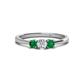1 - Quyen 0.49 ctw (4.00 mm) Round Natural Diamond and Emerald Three Stone Engagement Ring  