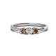 1 - Quyen 0.53 ctw (4.00 mm) Round Natural Diamond and Smoky Quartz Three Stone Engagement Ring  