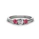 1 - Quyen 0.90 ctw (5.00 mm) Round Natural Diamond and Pink Tourmaline Three Stone Engagement Ring  