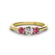 1 - Quyen 0.90 ctw (5.00 mm) Round Natural Diamond and Pink Tourmaline Three Stone Engagement Ring  