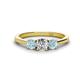 1 - Quyen 0.90 ctw (5.00 mm) Round Natural Diamond and Aquamarine Three Stone Engagement Ring  