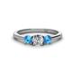 1 - Quyen 0.94 ctw (5.00 mm) Round Natural Diamond and Blue Topaz Three Stone Engagement Ring  