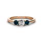 1 - Quyen 1.00 ctw (5.00 mm) Round Natural Diamond and Blue Diamond Three Stone Engagement Ring  