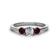 1 - Quyen 1.14 ctw (5.00 mm) Round Natural Diamond and Red Garnet Three Stone Engagement Ring  
