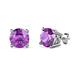 Alina Amethyst Solitaire Stud Earrings Round Amethyst ctw Four Prong Solitaire Womens Stud Earrings K White Gold