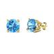 Alina Blue Topaz Solitaire Stud Earrings Round Blue Topaz ctw Four Prong Solitaire Womens Stud Earrings K Yellow Gold