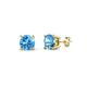 Alina Blue Topaz Solitaire Stud Earrings Round Blue Topaz ctw Four Prong Solitaire Womens Stud Earrings in K Yellow Gold