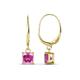 1 - Qiana Lab Created Pink Sapphire (5.5mm) Solitaire Dangling Earrings 