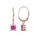 1 - Qiana Lab Created Pink Sapphire (5.5mm) Solitaire Dangling Earrings 