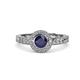 4 - Meir Blue Sapphire and Diamond Halo Engagement Ring 