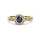 4 - Meir Blue Sapphire and Diamond Halo Engagement Ring 