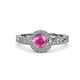 4 - Meir Lab Created Pink Sapphire and Diamond Halo Engagement Ring 
