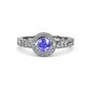 4 - Meir Tanzanite and Diamond Halo Engagement Ring 