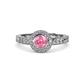 4 - Meir Pink Tourmaline and Diamond Halo Engagement Ring 