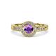 4 - Meir Amethyst and Diamond Halo Engagement Ring 
