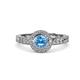 4 - Meir Blue Topaz and Diamond Halo Engagement Ring 