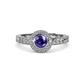 4 - Meir Iolite and Diamond Halo Engagement Ring 