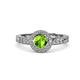 4 - Meir Peridot and Diamond Halo Engagement Ring 