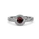 4 - Meir Red Garnet and Diamond Halo Engagement Ring 