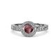 4 - Meir Rhodolite Garnet and Diamond Halo Engagement Ring 