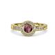 4 - Meir Rhodolite Garnet and Diamond Halo Engagement Ring 