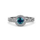 4 - Meir Blue and White Diamond Halo Engagement Ring 