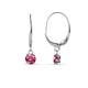 1 - Grania Pink Tourmaline (4mm) Solitaire Dangling Earrings 