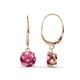1 - Grania Pink Tourmaline (6.5mm) Solitaire Dangling Earrings 
