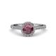 3 - Miah Rhodolite Garnet and Diamond Halo Engagement Ring 