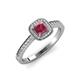4 - Aellai Princess Cut Rhodolite Garnet and Diamond Halo Engagement Ring 