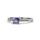 1 - Amra Princess Cut Iolite and Diamond Engagement Ring 