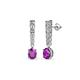 1 - Zera Oval Shape 6x4 mm Amethyst and Diamond Journey Dangling Earrings 