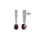 1 - Zera Oval Shape 6x4 mm Red Garnet and Diamond Journey Dangling Earrings 