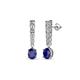 1 - Zera Oval Shape 6x4 mm Blue Sapphire and Diamond Journey Dangling Earrings 