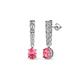 1 - Zera Oval Shape 6x4 mm Pink Tourmaline and Diamond Journey Dangling Earrings 