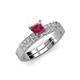 4 - Fenice Rhodolite Garnet and Diamond Bridal Set Ring 