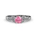 1 - Serene Pink Tourmaline and Diamond Bridal Set Ring 