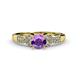 1 - Serene Amethyst and Diamond Bridal Set Ring 