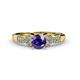 1 - Serene Iolite and Diamond Bridal Set Ring 