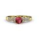 1 - Serene Rhodolite Garnet and Diamond Bridal Set Ring 